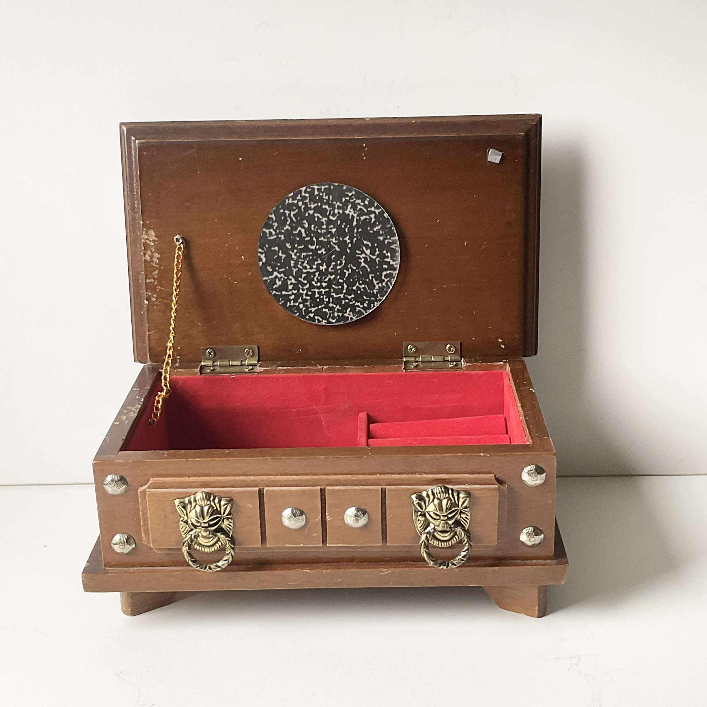 ヴィンテージ木製ジュエリーボックス：記念品や小物の収納（4.25x7