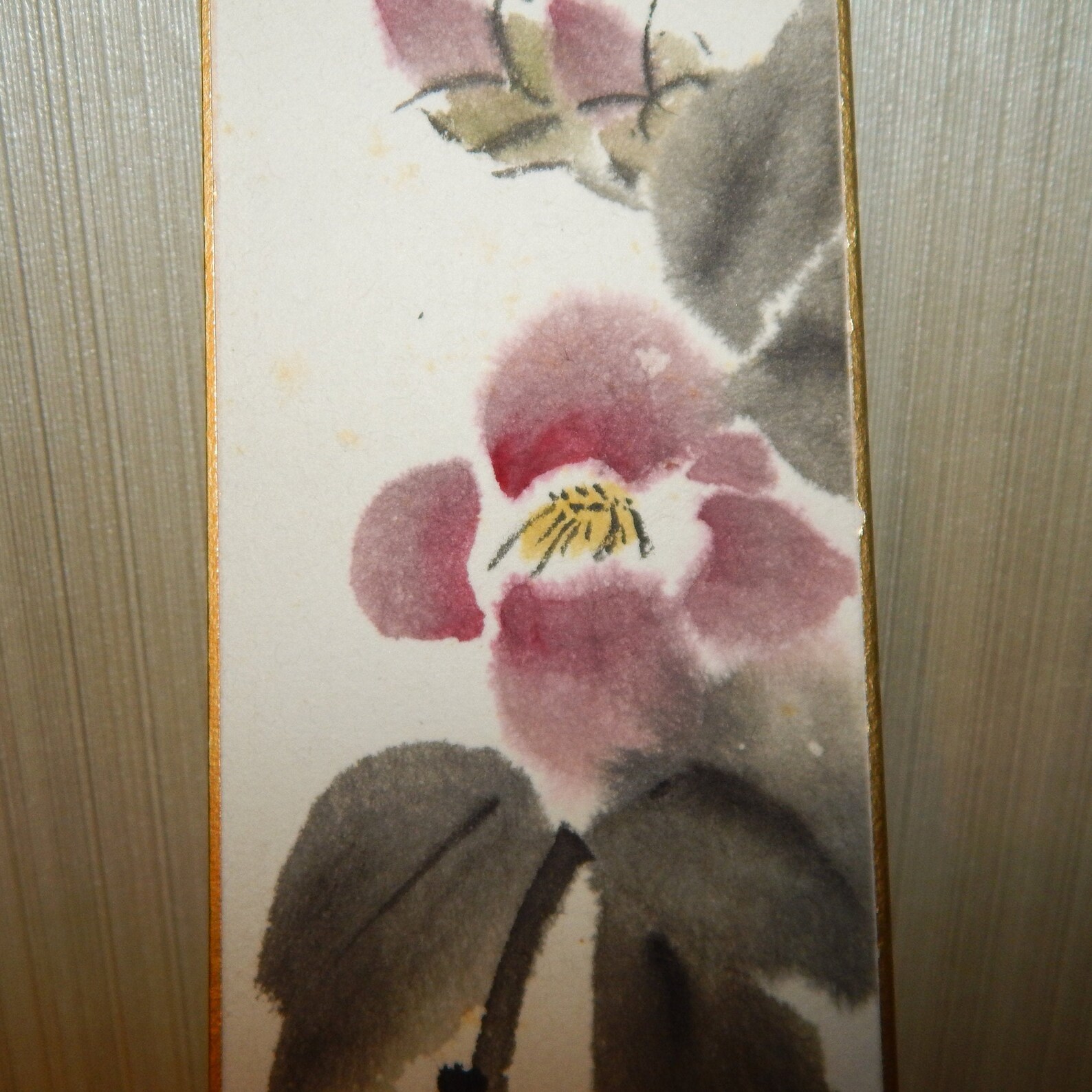 Original Sumie Watercolor Paintings Red Flower on Tanzaku Etsy