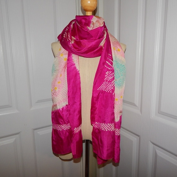 Huge Colorful Pink Silk Obi Age Kimono Shibori Sash Tie-dye - Etsy