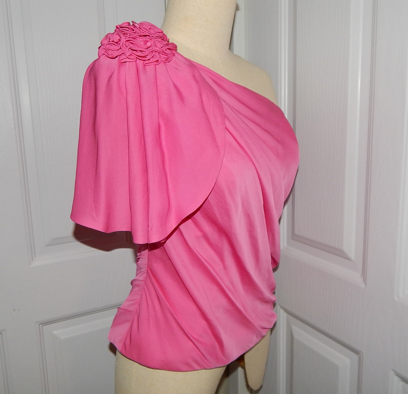 Sweet Pink One Shoulder Top Blouse Bust 34 Us Size S or Size 8 | Etsy