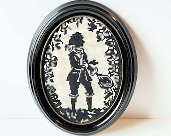Vintage Nadelspitze gestickte Nähte viktorianischer Stil Silhouette mit Rahmen-Wand-Kunst-Dekor