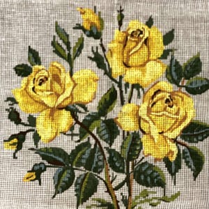 Vintage Floral Roses Embroidery Needlepoint Canvas