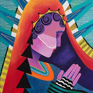 Original Art Hand Painted Mother Mary Digital Print