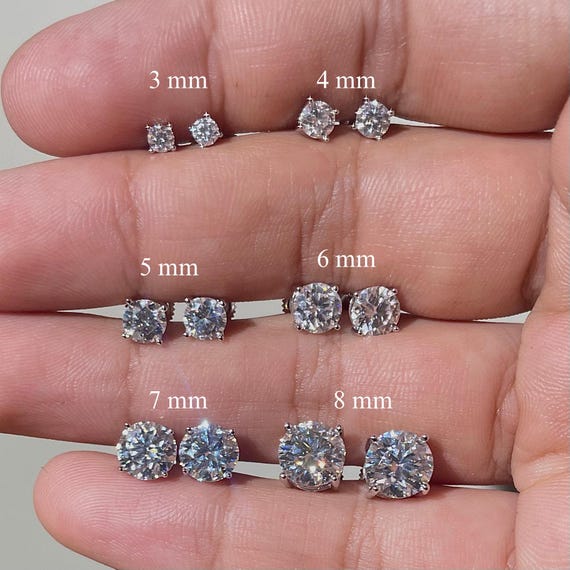 Moissanite Stud Earrings | Silver Round Earrings | Moissanite Earrings | Silver Screwback Earrings | Stud Earrings for Women & Men | Studs