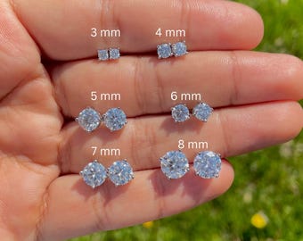 Moissanite Stud Earrings | Silver Round Earrings | Moissanite Earrings | Silver Screwback Earrings | Stud Earrings for Women & Men | Studs