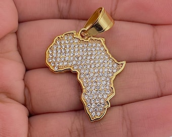 CZ Africa Pendant: 18k Gold-Plated Stainless Steel Travel Jewelry
