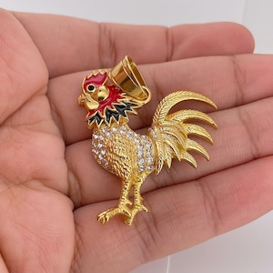 18K Gold-Plated Rooster Pendant | CZ Gold Jewelry | Animal Jewelry | Unqiue Jewelry | Men&#39;s Jewelry | Gift For Him/Her