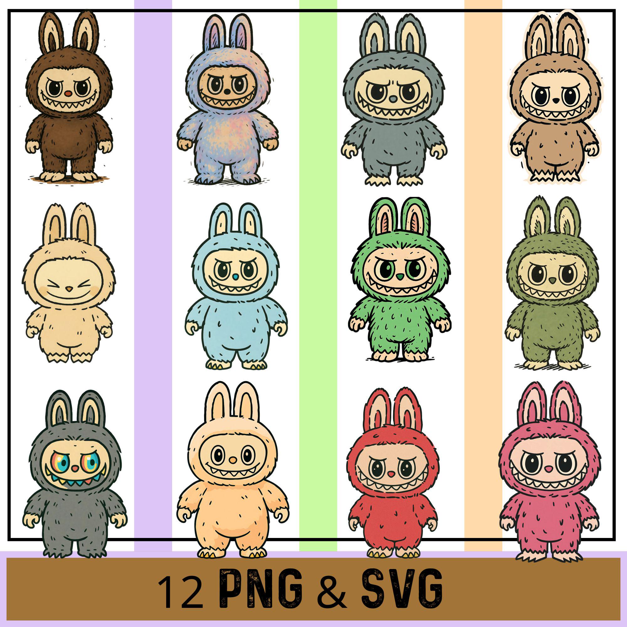 Labubu Clipart Bundle: Cartoon Character PNG SVG Files (Digital Download for Cricut)
