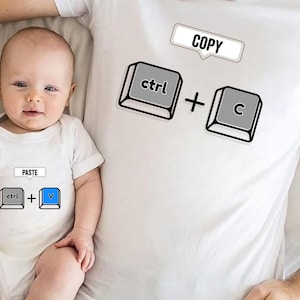 Ctrl C e Ctrl V, Pai e Bebê, Camiseta Combinando Pai e Filho, Copiar e Colar png, Pai e Filha Combinando png, Presente para Marido, PNG, Presente para Novo Pai