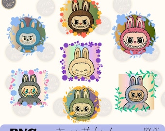Labubu Cartoon Character PNG Bundle: 7 High-Res Designs (Digital Download, Personal Use Only)