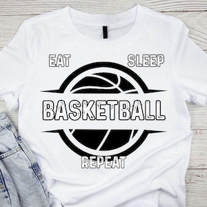 Eat Sleep Basketball Repeat PNG SVG, women&#39;s Basketball Clipart Girl Sports Quote, Design Basketball Sublimation Digital Download PNG