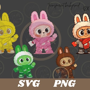 Kawaii Labubu Clipart: PNG SVG Bundle for Cricut (Digital Download)