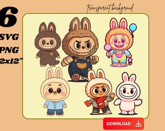 labubu PNG SVG Bundle, Cute Labubu Clipart, labubu png prints, labubu images, Cartoon Character Vectors, labubu designs png, labubu design