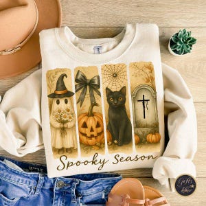 Spooky Season PNG, Vintage Halloween Clipart | Creepy Cute Ghost Graphic | Retro Fall Sublimation Design | Halloween Shirt PNG | Pumpkin PNG