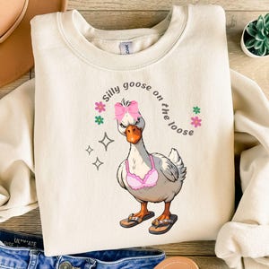 Silly Goose On The Loose Png Svg, Floral Goose Png, silly goose summer, Cute Coquette Goose, Funny Goose Meme Shirt Goose Sublimation Design