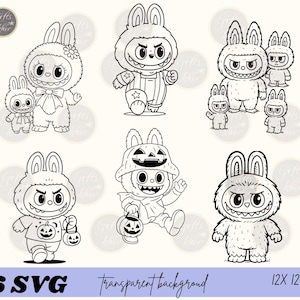 Labubu Halloween SVG Bundle: Clipart, PNG, T-Shirt Design (Digital Download)