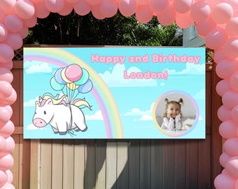 Customized Unicorn Birthday Banner, Digital Download, Download and print, personal birthday banner