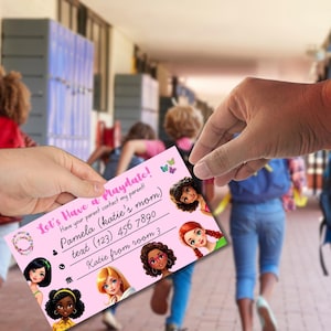 Biglietti da visita per appuntamenti di gioco per bambini - Biglietti di contatto di fine anno scolastico - Biglietti divertenti per networking e ricordi per bambini - Biglietti scolastici personalizzabili