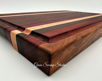 Cutting Board - Teak, Padauk, Peruvian Walnut, Quilted Maple, Purpleheart & American Black Walnut