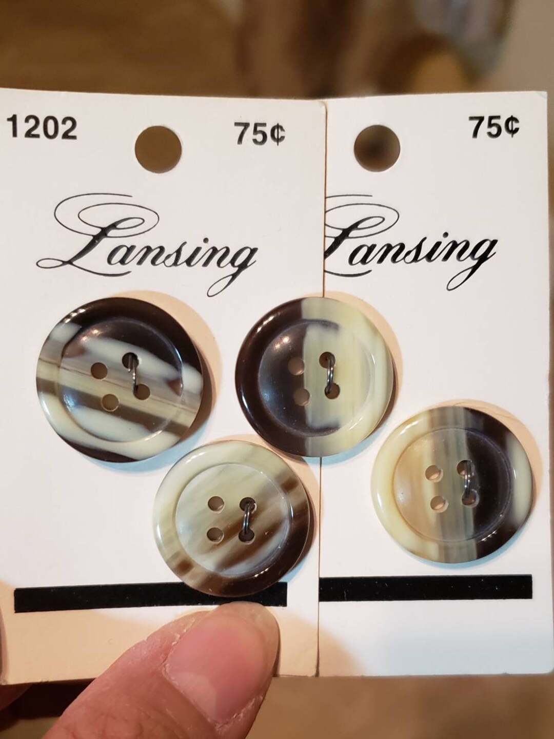 Vintage Faux Horn Buttons: Marbled Cream, Grey, Black - 22mm (4 in Lot ...