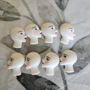 Art Deco Flapper Girl Face Cabochons: Hand Painted Brooch Blanks (1 Inch)