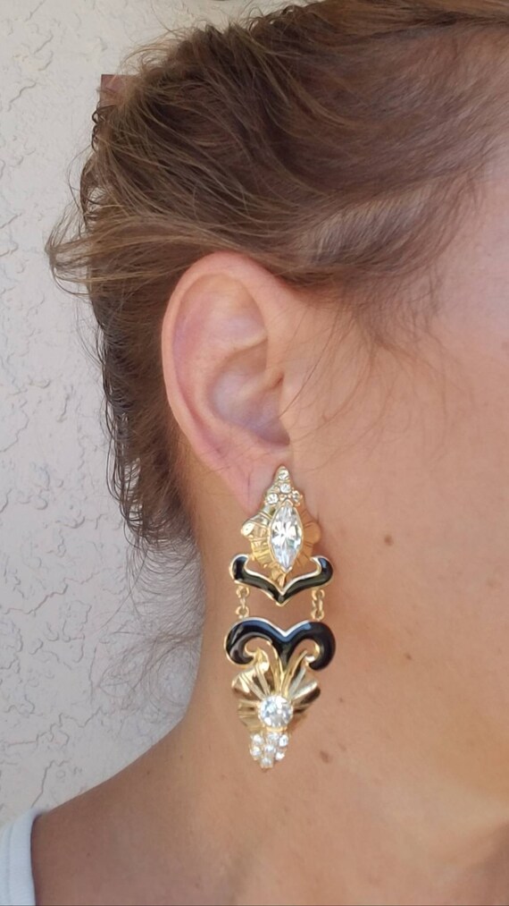 Vintage Chandalier Clip On Earrings, Gold settings