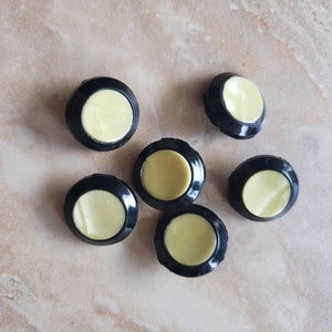 Vintage Iridescent Plastic Buttons: Black & Cream, 18mm (Lot of 6)