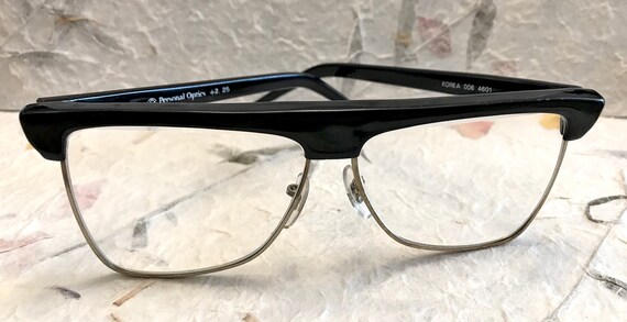 Sprzedaż Czarne Okulary Czytania Grube Czarne Czoło Złoto Etsy
