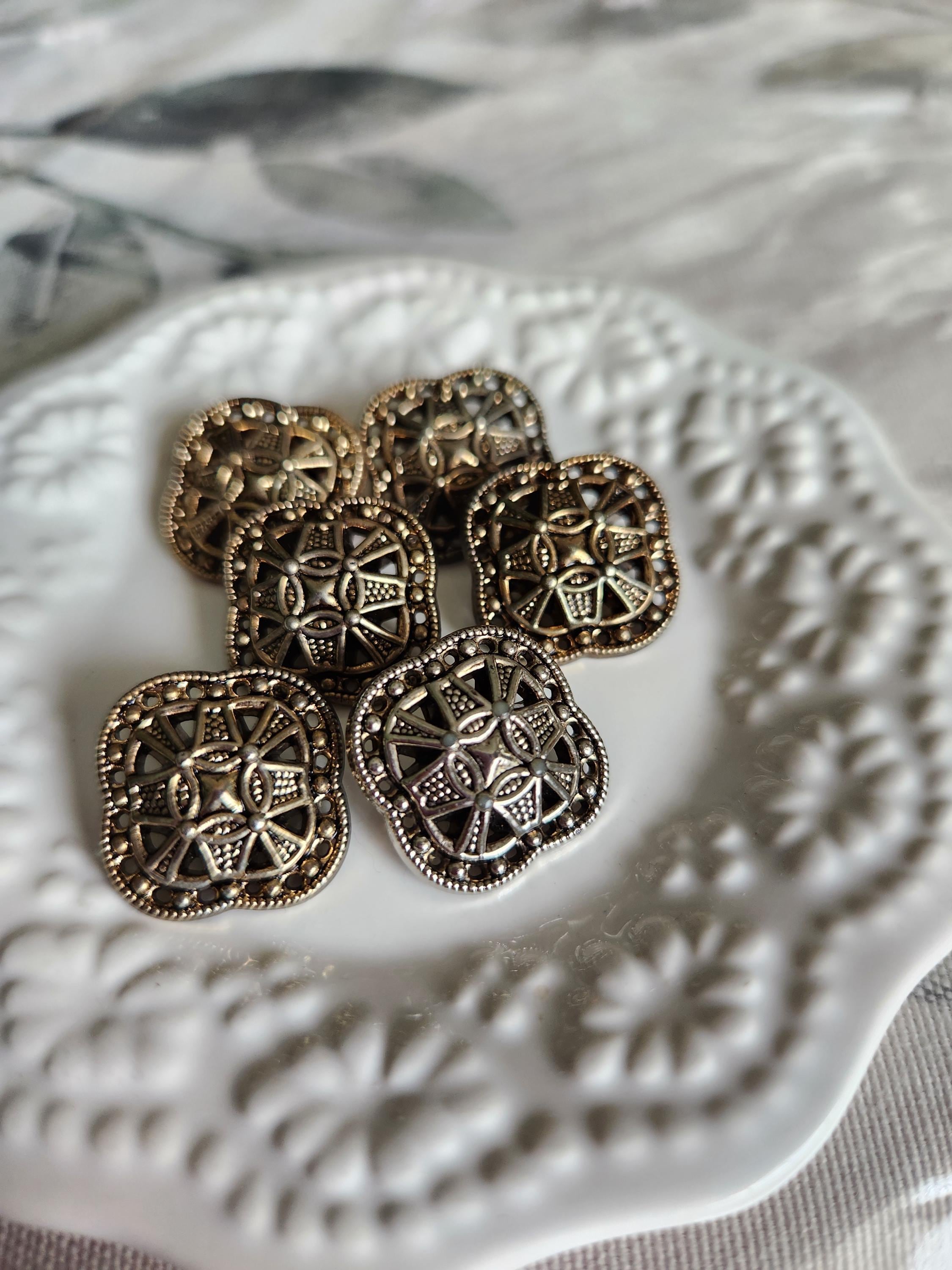 Lot De 10 Boutons Carrés Vintage En Plastique Mordoré - 11,5 X 11,5 Mm - Pour Couture Et Artisanat