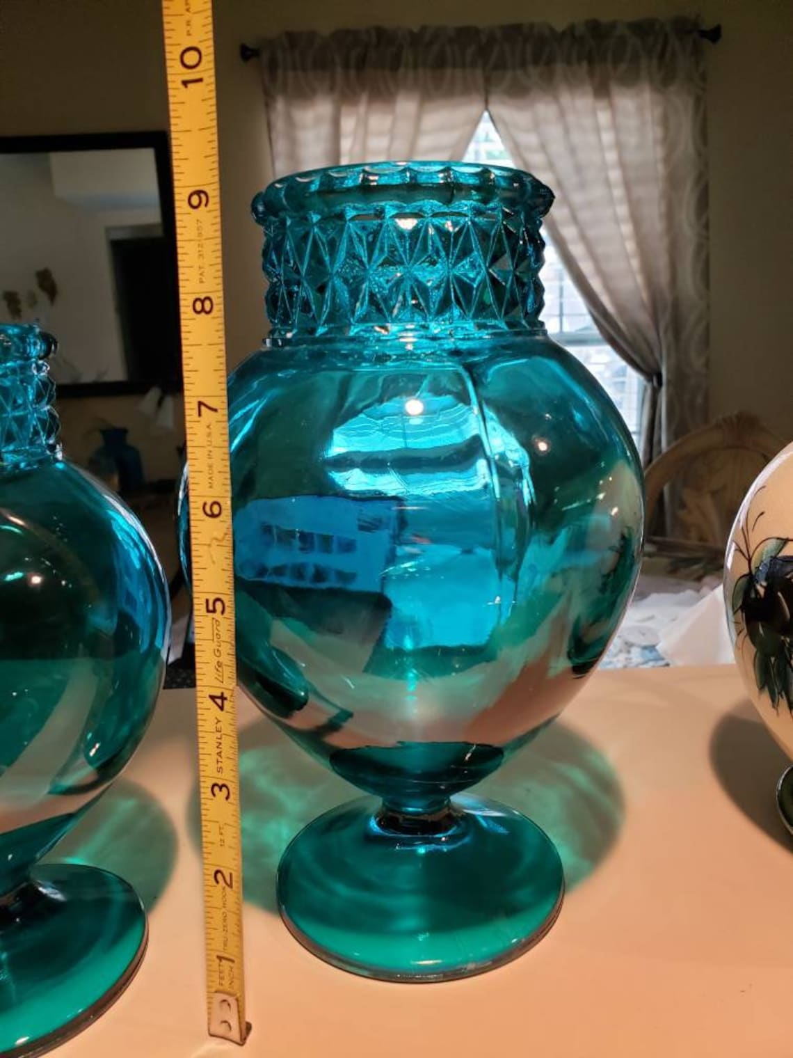 2 Beautiful Vintage Glass Vases Fancy turquoise/teal vases. Etsy