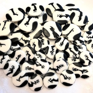 Vintage Zebra Print Buttons: Italian Mod Style, Black & Off-White, Two-Hole
