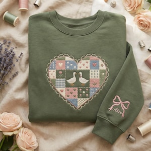 Embroidered Vintage Goose Sweatshirt, Thrifted Geese Shirt, Cottagecore Farmhouse Crewneck, Animal Lover Gift
