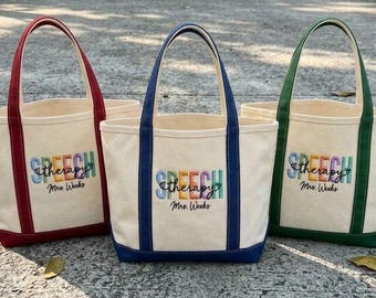 Personalized Speech Therapy Tote Bag, Custom SLP Gift, Speech Language Pathologist, Teacher Gift, SLP Graduation Bag