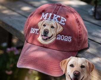 Custom Embroidered Pet Photo Hat, Personalized Dog Cat Hat