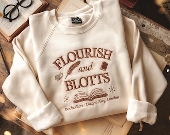 Wizard Book Shop Embroidered Sweatshirt, Universal Studios Sweatshirt, Subtle Sweatshirt, Gifts For Book Lovers