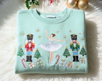 Embroidered Nutcracker Christmas Sweatshirt, Ballet Shirt