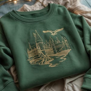 Embroidered Wizard school Sweatshirt, hgws School of Witchcraft and Wizardry Fantasy Apparel, Magic Wand hoodie, Wizard Staff cozy crewneck