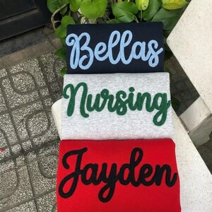 Custom Chenille Yarn Embroidered Sweatshirt, Chenille Game Day Fuzzy Letter, Team Spirit Sweatshirt Football Mom Sports Team Sweatshirt