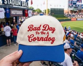 Gorra bordada "Bad Day To Be A Corndog", gorra de camionero retro, eslogan divertido sobre comida.