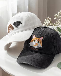 Embroidered Pet Portrait Baseball Cap, Custom Dog Cat Hat, 100% Cotton By PixelandPaper003 Designed by PixelandPaper003 Shop owned by Meghan 1 year on Etsy