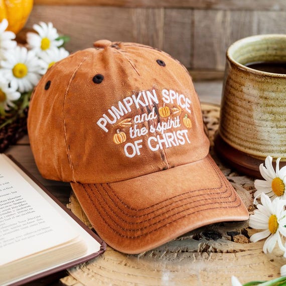 Christian Halloween Hat, Fall Jesus Hat, Cute Ghost Pumpkin Spice Coffee, Trick or Treat Womens Faith Apparel Gift, Bible Verse Hat