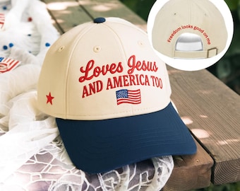 Embroidered Independence Day Hat, Christian Hat, 4th of July Hat, She Loves Jesus And America Too Hat, America Retro Hat, Usa Hat, USA Cap