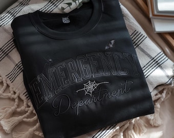 Emergency Department Halloween Embroidered SweatShirt,Halloween ER Nurse Shirt,Emergency Nurse Shirt,ErHalloween Gift ForNurse,Spooky BooTee