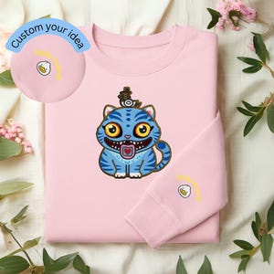 embroidered Derpy demon Tiger sweatshirt, Huntryx fan gift, Kpop Hunters Shirt, jinu Demon tiger pet, Mira, Rumi, Zoey, anime fans gift