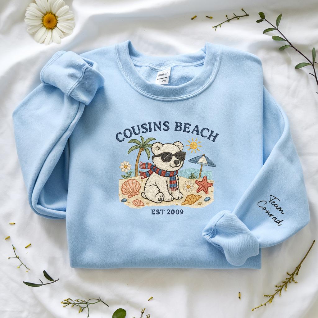 Summer Beach Embroidered Sweatshirt, The Summer Crewneck, Team Conra Bookish Merch, Gift For Book Lover