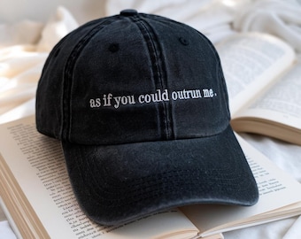 Como si pudieras correr más rápido que yo Sombrero bordado, Sombrero de libros, Gorra de luna creciente, Regalo acogedor bordado de luna creciente para lectores, Regalo para amantes de los libros