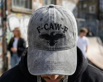 Embroidered F-Caw-F Crow Hat Men Women Adjustable distressed Baseball Cap