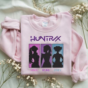 Embroidered Huntrix Girls Shirt, Kpop Demon Hunters, Vintage Huntrix Shirt, Huntrix Fan Shirt Gift, Rumi Zoey Mira Graphic Shirt