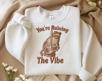 Embroidered Marcus The Worm Sweastshirt, You're Ruining The Vibe Marcus The Worm Meme, Marcus The Worm Merch, Funny Meme Brain Rot Shirt