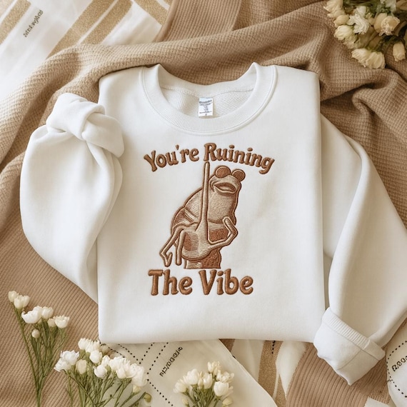 Embroidered Marcus The Worm Sweastshirt, You're Ruining The Vibe Marcus The Worm Meme, Marcus The Worm Merch, Funny Meme Brain Rot Shirt